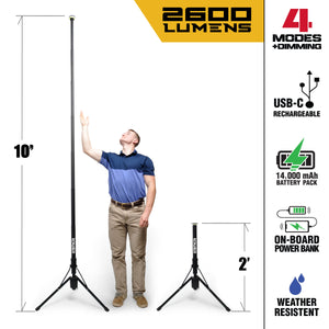Luz telescópica FLi OVER-LANDER de 10' con control remoto inalámbrico