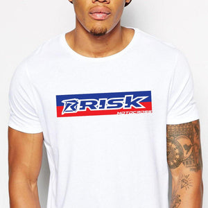 Risk Racing "Born Free" premium t-shirt displayed on model // Risk Racing
