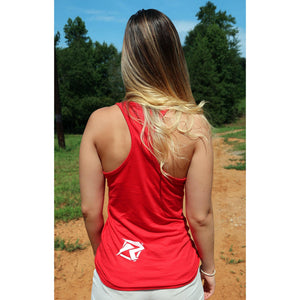Risky Moto Chick - Daisy - Distressed Graphic Red Women's Racerback Tank Top