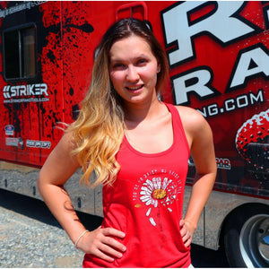 Risky Moto Chick - Daisy - Distressed Graphic Red Women's Racerback Tank Top
