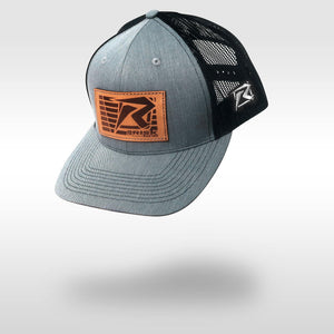 Risk Gray Leather Patch Snapback Trucker Hat - Risk Racing
