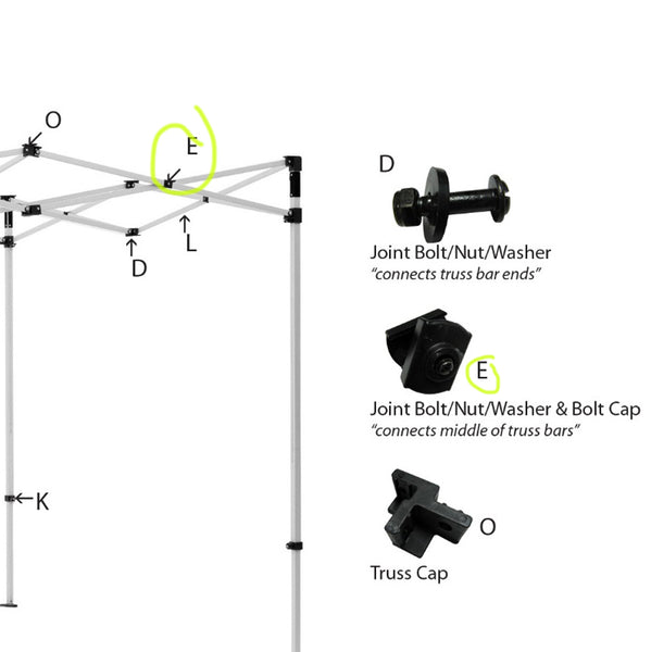 bolt tent Tent Parts -E- Joint Bolt/Nut/Washer & Bolt Cap