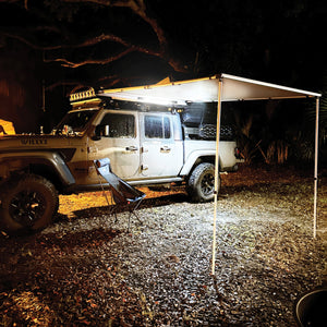 FLEXIT Under Hood Mechanics Light lifestyle shot showing it being used in an overlanding/camping setup