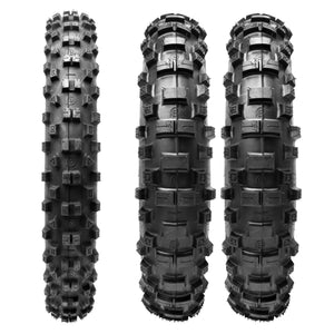 Plews Tyres | Enduro 3pc Set | Two EN1 THE TOUGH ONE Rears & One EN1 GRAND PRIX Font Enduro Tire Bundle - front view
