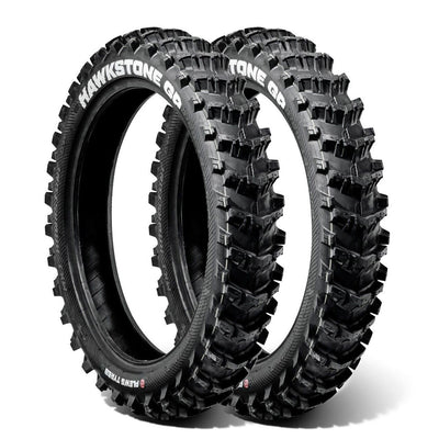 Product image of a MX1 HAWKSTONE GP double rear tire bundle in a white studio environment.