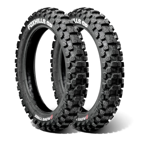 Product image of a MX3 FOXHILLS GP double rear tire bundle in a white studio environment.