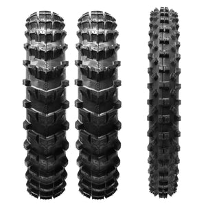 Plews Tyres | Sand/Mud 3pc Set | Two MX1 HAWKSTONE Rears & One MX2 MATTERLY Front Motocross Tire Bundle - front view