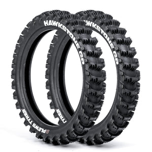 Plews Tyres | Sand/Mud Double Rear | Two MX1 HAWKSTONE GP Rear Motocross Paddle Tire Bundle - 3/4 view