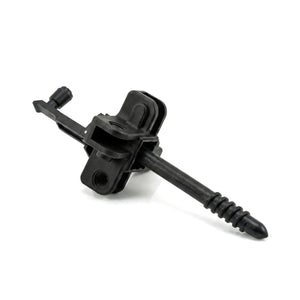 Black mechanical component on a white background