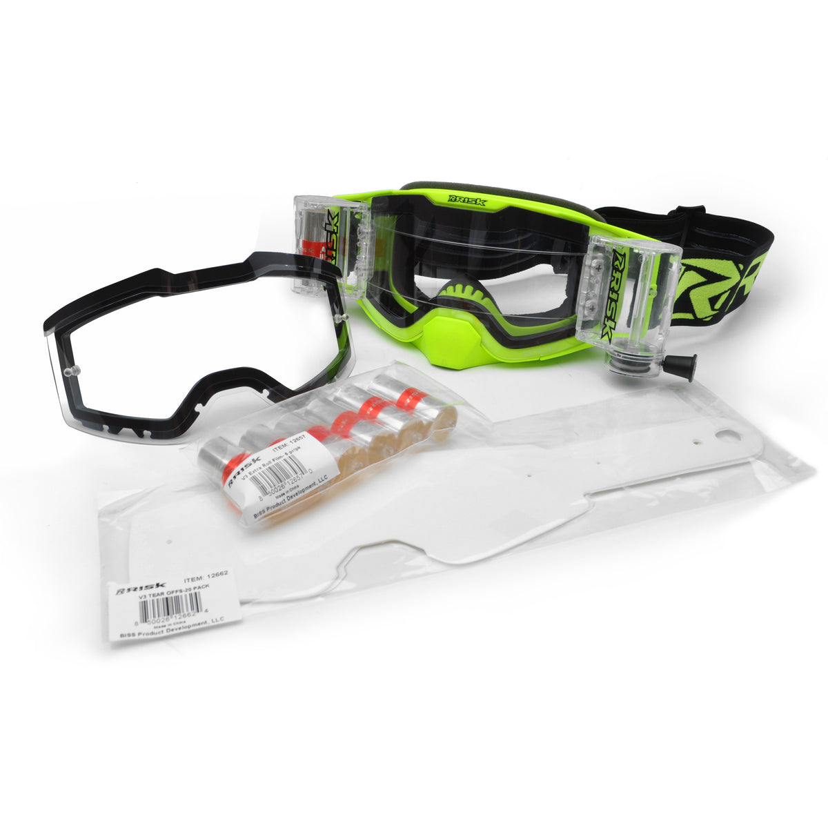 100 roll off goggles Risk Racing - J.A.C. V3 - Motocross Roll-Off Goggle