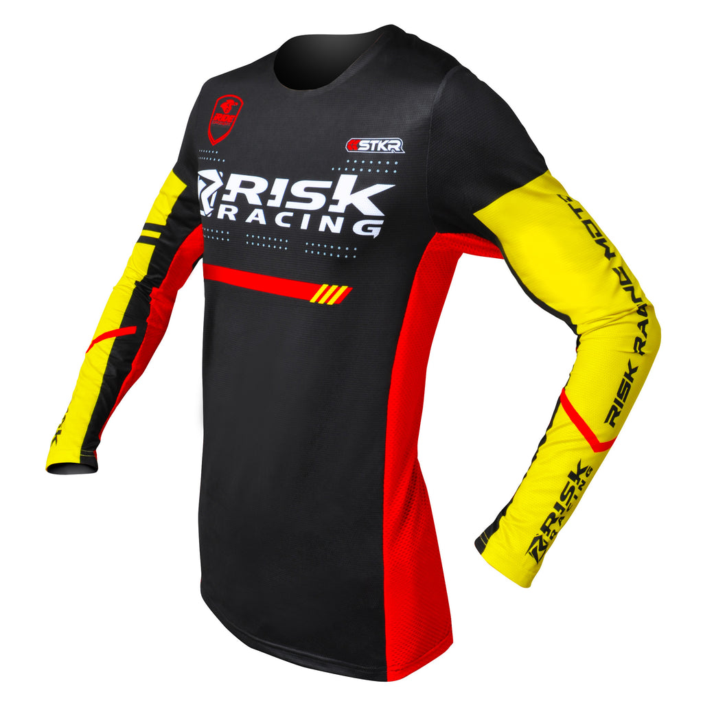 Risk Racing VENTilate PRO Motocross Jersey - Black, Yellow, & Red