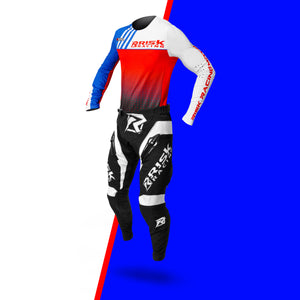 Risk Racing 2003 MX Jersey in Red White and Blue shown with a pair of VENTilate PRO pants on a white and blue background