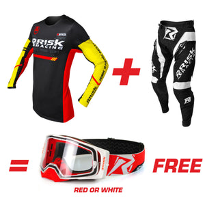 VENTilate PRO Black, Yellow, & Red Jersey, Pants, & MX Goggles Bundle