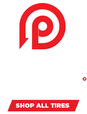 Red and white PLEWS TYRES logo with 'Shop All Tires' text on a white background