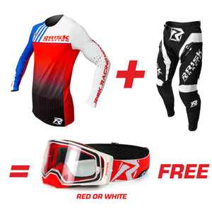 VENTilate PRO Red, White & Blue Jersey, Pants, & MX Goggles Bundle