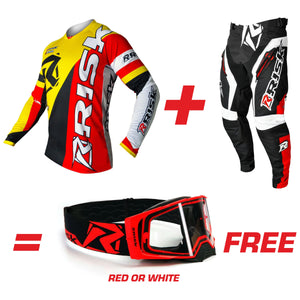 VENTilate V2 Yellow & Red Jersey, Pants, & MX Goggles Bundle