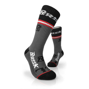 Risk Racing - Break Bones - Motocross Inspired Socks - Partnership with FUEL Apparel - Crisscross View