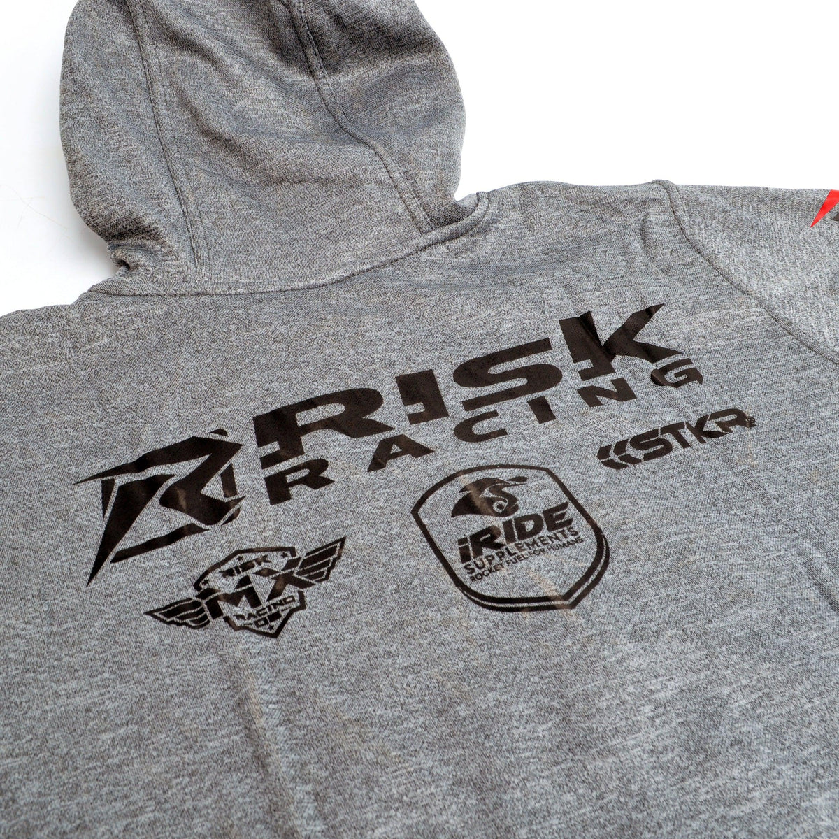 Motocross zipper Hoodie Jacket Gray Risk Racing BACK 1 sq