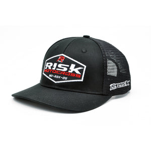 Risk-Black on Black Motocross Hat Front Left