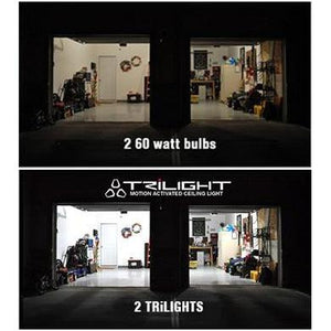 upgrading garage light bulb to a bright LED motion light is easy | TRiLIGHT by STKR Concepts - striker