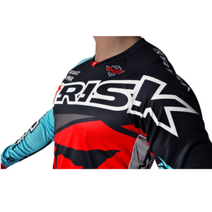 Risk Racing VENTilate V2 Jersey - Black/Red/Yellow - Motocross Riding Gear - Detail