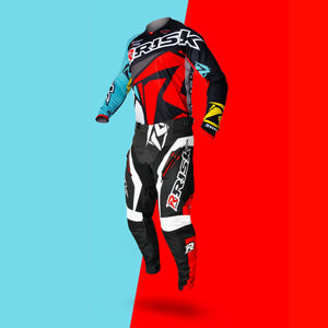 Risk Racing VENTilate V2 Jersey - Black/Red/Yellow - Motocross Riding Gear - Full Kit with background