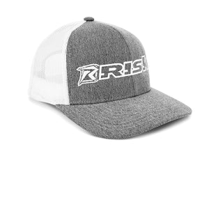 Risk Racing Grey & White Trucker Snapback - Front Right