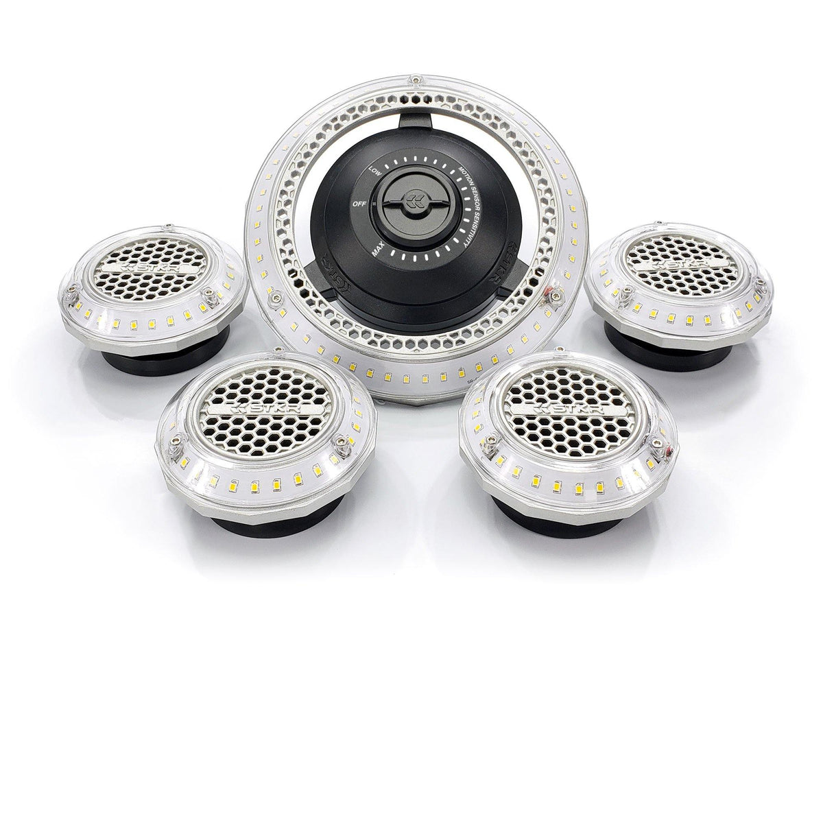 MPI - multi point, motion activated, garage ceiling lighting with 5 points of light by STKR Concepts