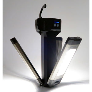 TRi-Mobile Area Work Light - Rechargeable Shoplight with Triple Pivoting LED Light Heads by STKR Concepts - lights on