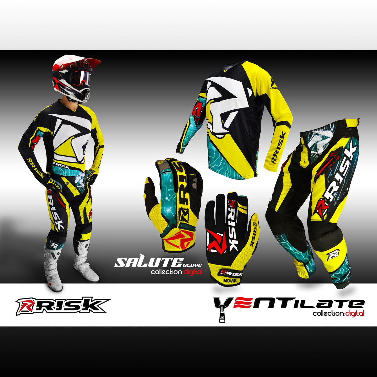 Risk Racing Salute Motocross Gloves - Digital dirtbike atv motorcycle gloves